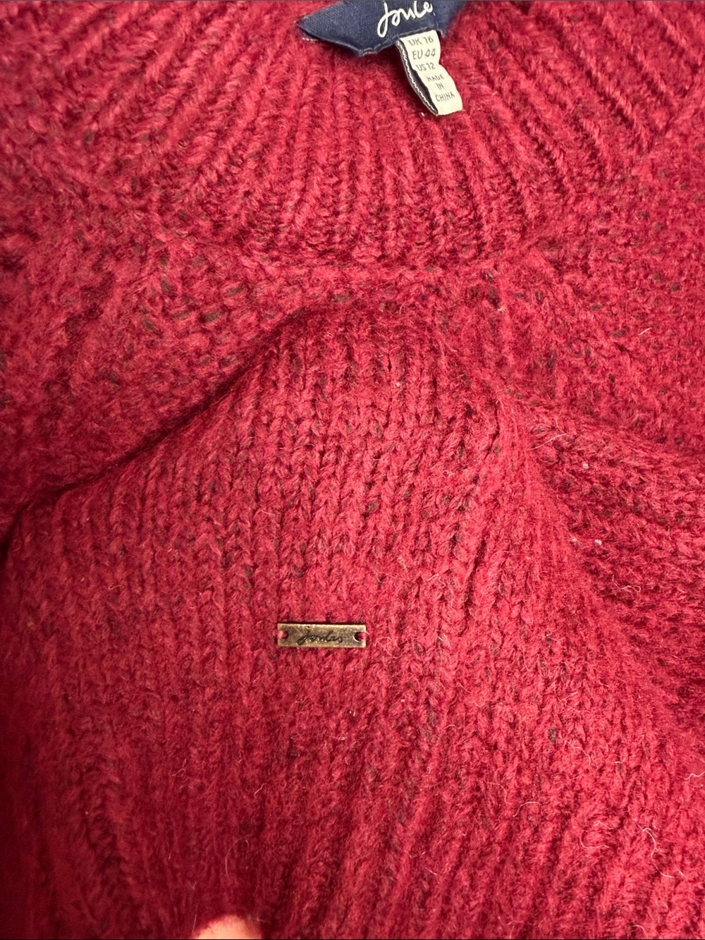 Joules Raspberry Red Textured Knit Sweater - Picture 3 of 7